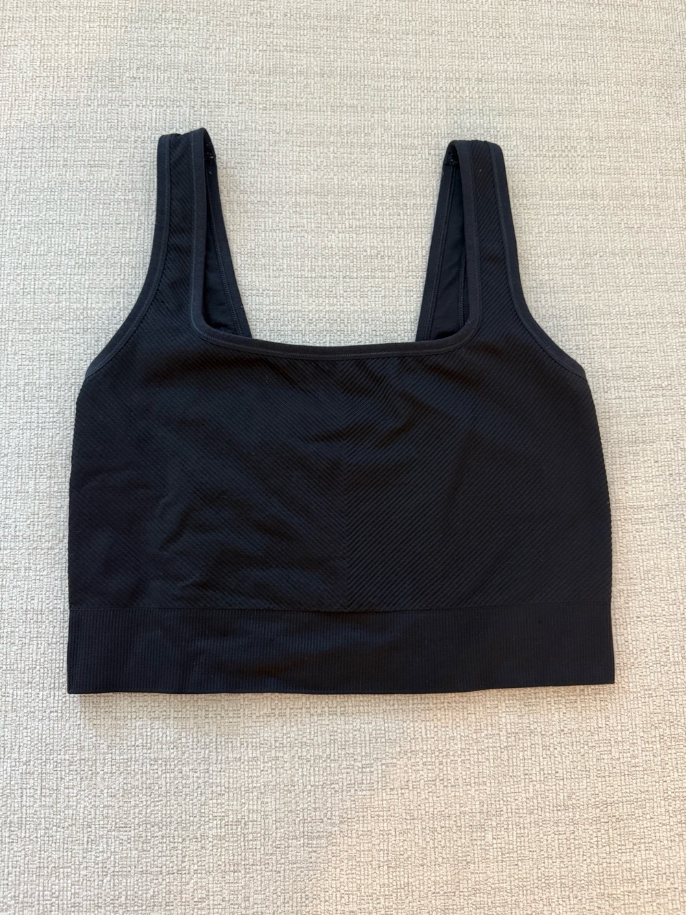 All In Motion Black Ribbed
 Square-Neck Crop Tank - Size Medium